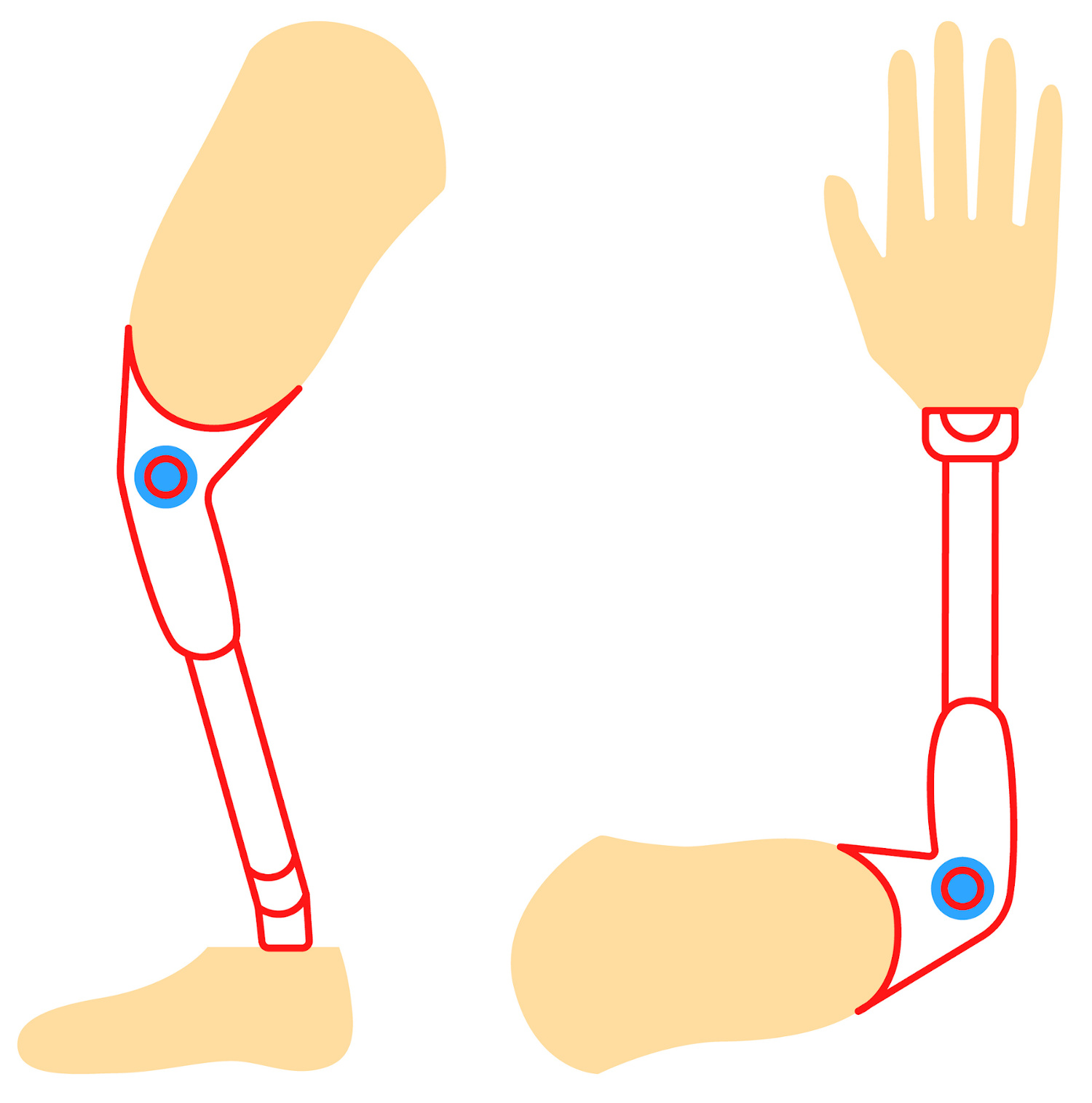 Grafik Arm- und Beinprothese vereinfacht
